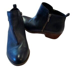 Black Leather Lucky Brand Basel Double Zip Boots Size 7.5